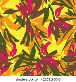 Floral brush strokes seamless pattern design for fashion textiles, graphics, backgrounds and crafts