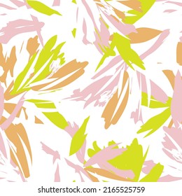 Floral brush strokes seamless pattern design for fashion textiles, graphics, backgrounds and crafts
