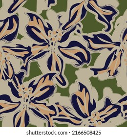 Floral brush strokes seamless pattern design for fashion textiles, graphics, backgrounds and crafts