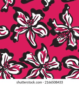 Floral brush strokes seamless pattern design for fashion textiles, graphics, backgrounds and crafts