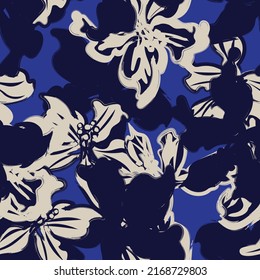 Floral brush strokes seamless pattern design for fashion textiles, graphics, backgrounds and crafts