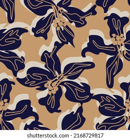 Floral brush strokes seamless pattern design for fashion textiles, graphics, backgrounds and crafts
