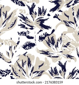 Floral brush strokes seamless pattern design for fashion textiles, graphics, backgrounds and crafts