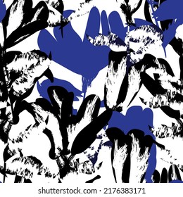 Floral brush strokes seamless pattern design for fashion textiles, graphics, backgrounds and crafts