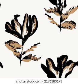 Floral brush strokes seamless pattern design for fashion textiles, graphics, backgrounds and crafts