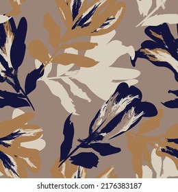 Floral brush strokes seamless pattern design for fashion textiles, graphics, backgrounds and crafts