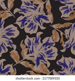 Floral brush strokes seamless pattern design for fashion textiles, graphics, backgrounds and crafts