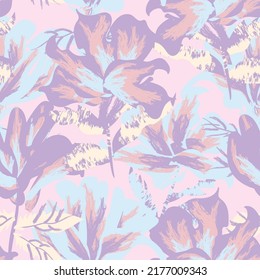 Floral brush strokes seamless pattern design for fashion textiles, graphics, backgrounds and crafts