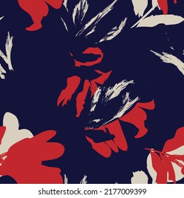 Floral brush strokes seamless pattern design for fashion textiles, graphics, backgrounds and crafts