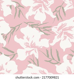 Floral brush strokes seamless pattern design for fashion textiles, graphics, backgrounds and crafts