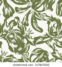 Floral brush strokes seamless pattern design for fashion textiles, graphics, backgrounds and crafts