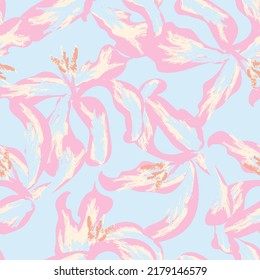 Floral brush strokes seamless pattern design for fashion textiles, graphics, backgrounds and crafts