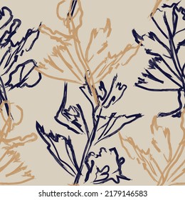 Floral brush strokes seamless pattern design for fashion textiles, graphics, backgrounds and crafts