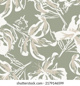 Floral brush strokes seamless pattern design for fashion textiles, graphics, backgrounds and crafts