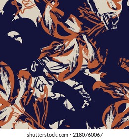 Floral brush strokes seamless pattern design for fashion textiles, graphics, backgrounds and crafts
