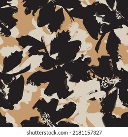Floral brush strokes seamless pattern design for fashion textiles, graphics, backgrounds and crafts