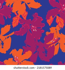 Floral brush strokes seamless pattern design for fashion textiles, graphics, backgrounds and crafts