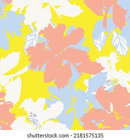 Floral brush strokes seamless pattern design for fashion textiles, graphics, backgrounds and crafts