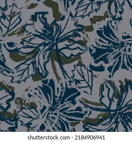 Floral brush strokes seamless pattern design for fashion textiles, graphics, backgrounds and crafts