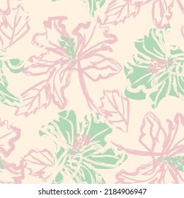 Floral brush strokes seamless pattern design for fashion textiles, graphics, backgrounds and crafts
