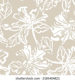 Floral brush strokes seamless pattern design for fashion textiles, graphics, backgrounds and crafts