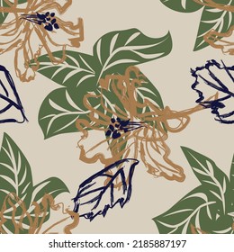 Paredes de pincel floral diseño de patrones sin fisuras para textiles de moda, gráficos, fondos y artesanías