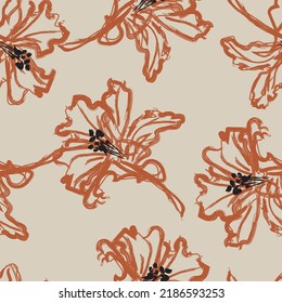 Floral brush strokes seamless pattern design for fashion textiles, graphics, backgrounds and crafts