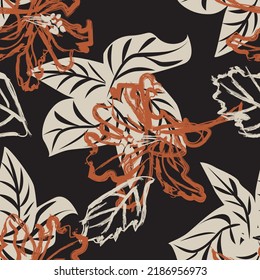 Floral brush strokes seamless pattern design for fashion textiles, graphics, backgrounds and crafts