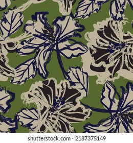 Floral brush strokes seamless pattern design for fashion textiles, graphics, backgrounds and crafts