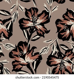 Floral brush strokes seamless pattern design for fashion textiles, graphics, backgrounds and crafts