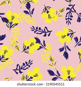 Floral brush strokes seamless pattern design for fashion textiles, graphics, backgrounds and crafts