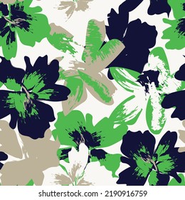 Floral brush strokes seamless pattern design for fashion textiles, graphics, backgrounds and crafts