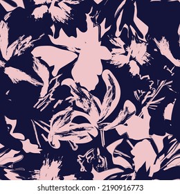 Floral brush strokes seamless pattern design for fashion textiles, graphics, backgrounds and crafts
