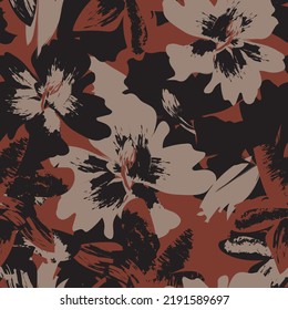 Floral brush strokes seamless pattern design for fashion textiles, graphics, backgrounds and crafts