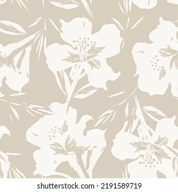 Floral brush strokes seamless pattern design for fashion textiles, graphics, backgrounds and crafts