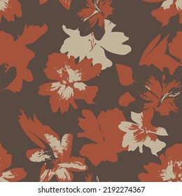 Floral brush strokes seamless pattern design for fashion textiles, graphics, backgrounds and crafts