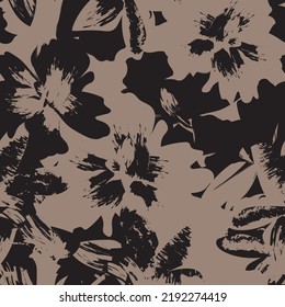 Floral brush strokes seamless pattern design for fashion textiles, graphics, backgrounds and crafts