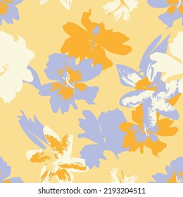 Floral brush strokes seamless pattern design for fashion textiles, graphics, backgrounds and crafts