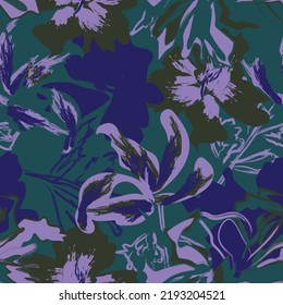 Floral brush strokes seamless pattern design for fashion textiles, graphics, backgrounds and crafts