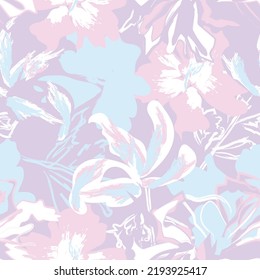 Floral brush strokes seamless pattern design for fashion textiles, graphics, backgrounds and crafts