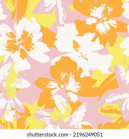 Floral brush strokes seamless pattern design for fashion textiles, graphics, backgrounds and crafts