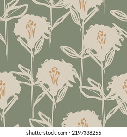 Floral brush strokes seamless pattern design for fashion textiles, graphics, backgrounds and crafts