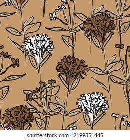 Floral brush strokes seamless pattern design for fashion textiles, graphics, backgrounds and crafts