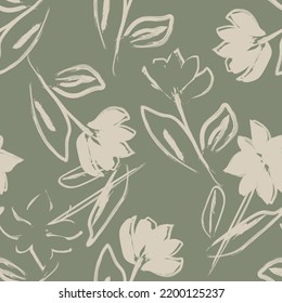 Floral brush strokes seamless pattern design for fashion textiles, graphics, backgrounds and crafts