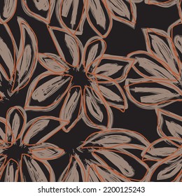 Floral brush strokes seamless pattern design for fashion textiles, graphics, backgrounds and crafts