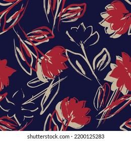 Floral brush strokes seamless pattern design for fashion textiles, graphics, backgrounds and crafts