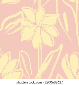 Floral brush strokes seamless pattern design for fashion textiles, graphics, backgrounds and crafts