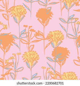 Floral brush strokes seamless pattern design for fashion textiles, graphics, backgrounds and crafts