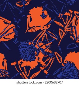 Floral brush strokes seamless pattern design for fashion textiles, graphics, backgrounds and crafts