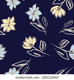 Floral brush strokes seamless pattern design for fashion textiles, graphics, backgrounds and crafts